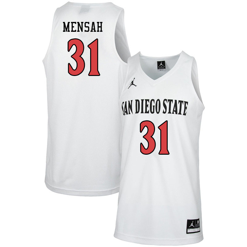 Jordan Brand Men #31 Nathan Mensah San Diego State Aztecs College Basketball Jerseys-White